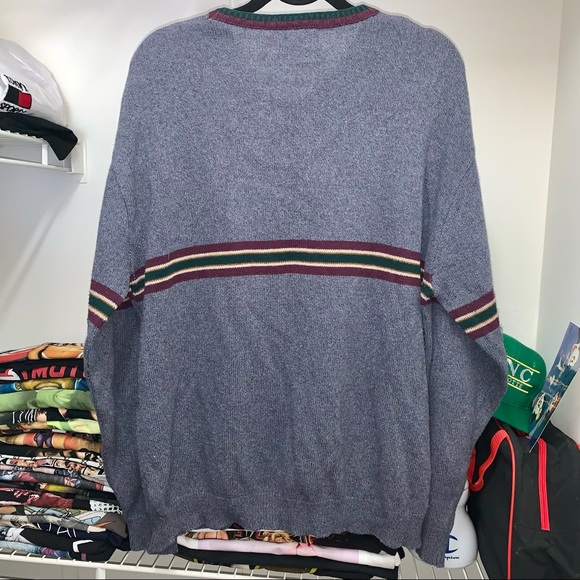 Vintage Duck Head Gray V Neck Striped Sweater XL - Picture 4 of 6